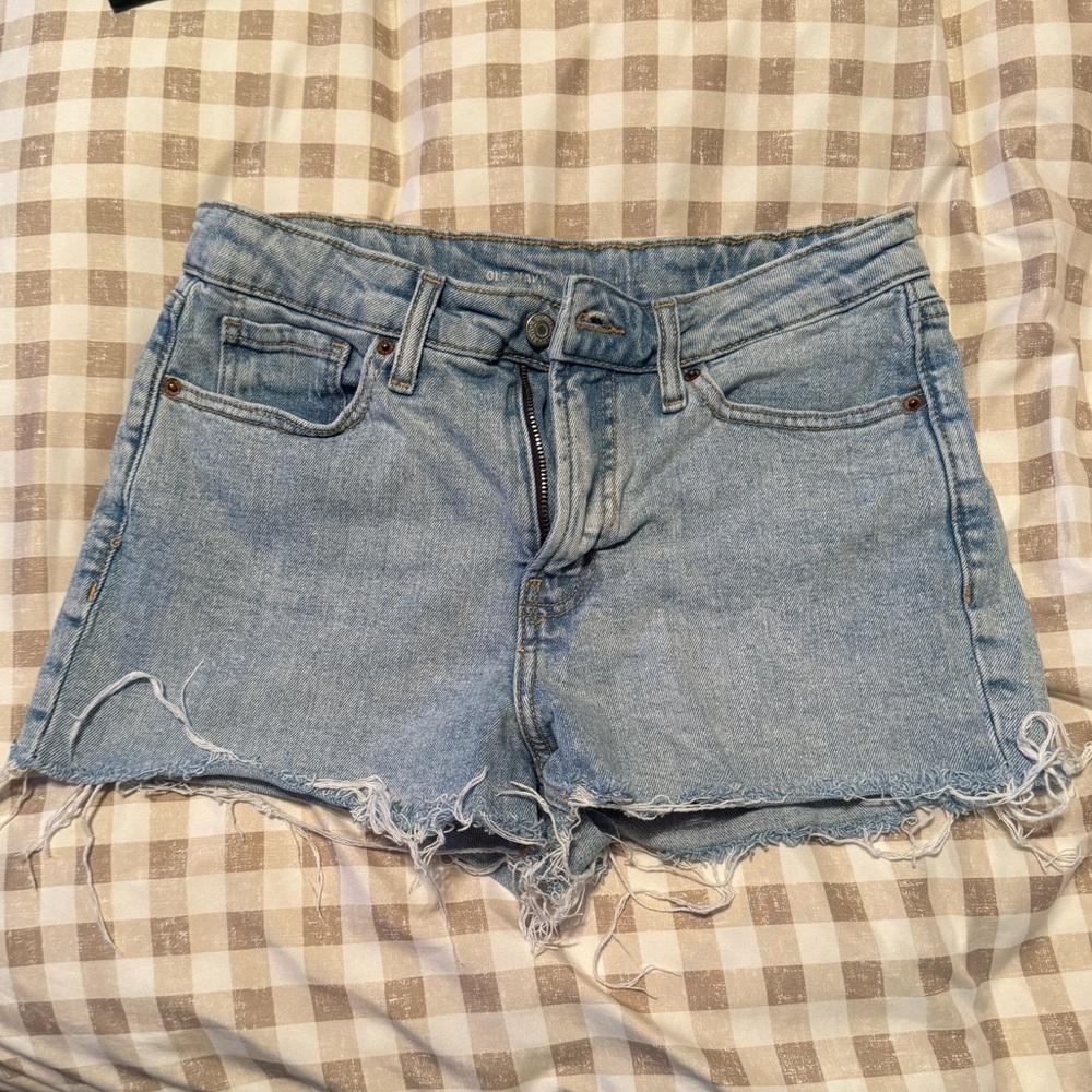 Old Navy Womens OG Straight Denim Frayed Hem Shorts